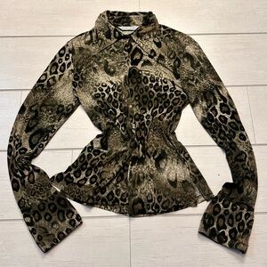 Leopard Print Button-Up Women's Top